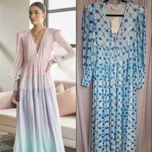 Rococo Sand Volna Maxi Blue Multi Metallic Dress